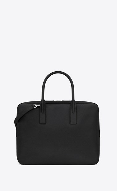 museum flat briefcase in textured leather